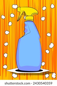 Cartoon Cleaning Product, comic book Spray Bottle. Retro vector comics pop art design.