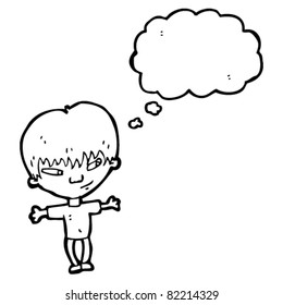 cartoon clever boy thinking