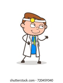 Cartoon Clever Doctor Expression Vector Illustration