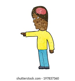 señalando a un ingenioso hombre de dibujos animados