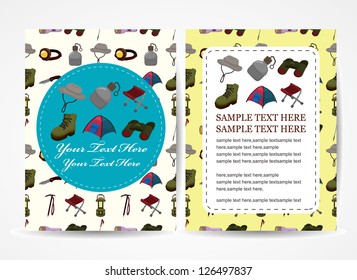 cartoon climb equipment card,cartoon vector illustration