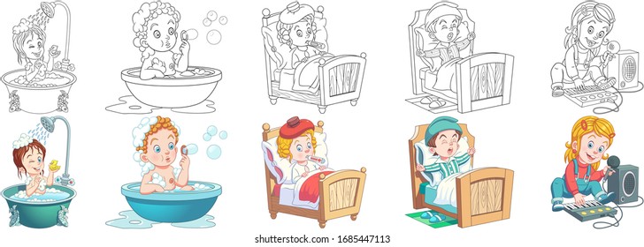 Cartoon clipart. Cute designs for kids activity coloring book, t shirt print, icon, logo, label, patch or sticker. Vector illustration.