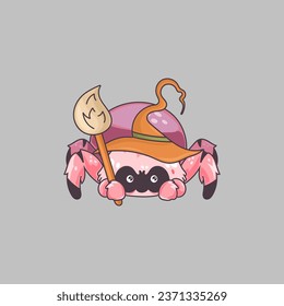 Cartoon Clipart Halloween Spider Illustration. Cute Clip Art Halloween Insect. Cute Vector Illustration of a Kawaii Spider for Halloween Stickers. 
