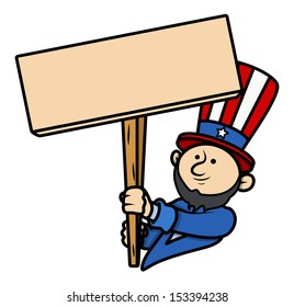 Cartoon Clip-Art - Lincoln Holding a Blank Board