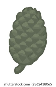 Cartoon clipart of pine cone. Doodle of autumn forest harvest. Contemporary vector illustration isolated on white background.