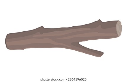 Cartoon clipart of wood twig. Doodle of natural tree branch, forest stick. Contemporary vector illustration isolated on white background.