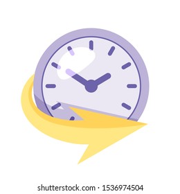 Cartoon clock with arrow. Time management vector illustration