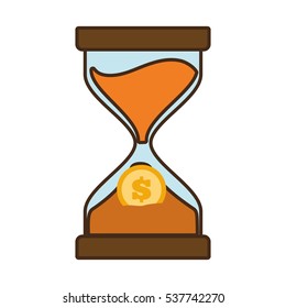 cartoon clock glass sand business clock money vector illustration eps 10