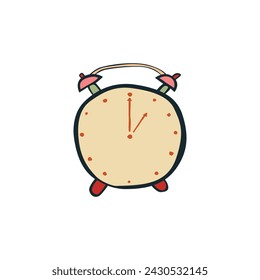 Reloj de alarma de vector de dibujos animados retro