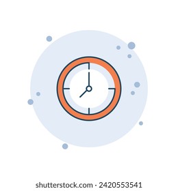 Cartoon clock icon vector illustration. Clock time on bubbles background. Time sign concept.