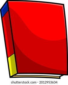 Cartoon Closed Book In Red Cover. Vector Hand Drawn Illustration Isolated On Transparent Background