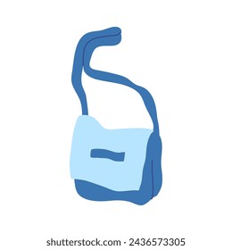 Cartoon Clothe Female Blue Bag Concept Flat Design Style Isolated on a White Background . Vector illustration