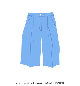 Cartoon Clothe Female Blue Denim Short Concept Flat Design Style Isolated on a White Background. Vector illustration