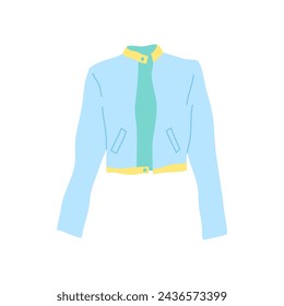 Cartoon Clothe Female Blue Yellow Jacket Concept Flat Design Style Isolated on a White Background. Vector illustration svg