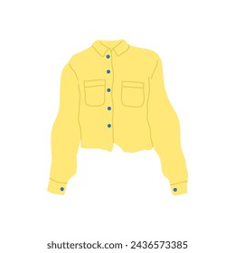Cartoon Clothe Female Yellow Jacket Concept Flat Design Style Isolated on a White Background. Vector illustration svg