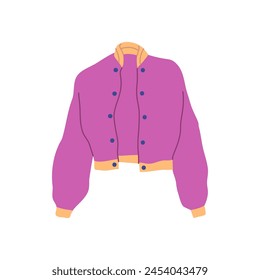 Cartoon Clothes Male Purple Jacket Concept Flat Design Style Isolated on a White Background. Vector illustration