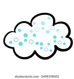 Cartoon cloud with blue dots and a white outline, isolated on a white background.