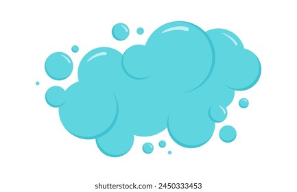 Cartoon cloud, bubble soap, foam icon, water ball, bath shampoo suds. Wash, laundry, clean underwater isolated on white background. Air, soda, carbonated vector fun illustration