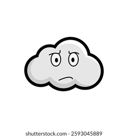 A cartoon cloud character with eyeglasses, expressing curiosity. Perfect for educational materials, weather graphics, and fun designs.