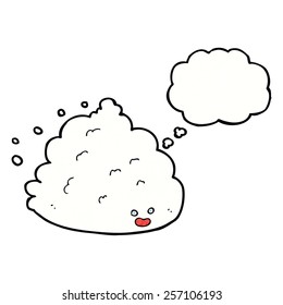 cartoon cloud character with thought bubble