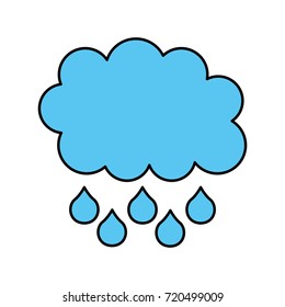 cartoon cloud drops rain weather