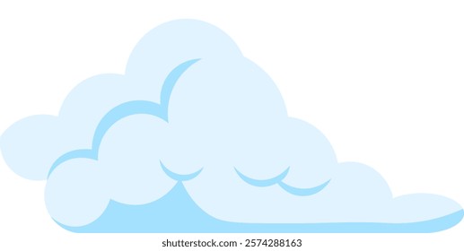 Cartoon cloud floating gently in a clear blue sky, offering a charming representation of weather, dreams, and imagination, evoking feelings of peace and tranquility