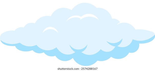 Cartoon cloud floating in a serene blue sky, evoking a sense of peace, tranquility, and the beauty of nature, ideal for children s illustrations or weather related designs