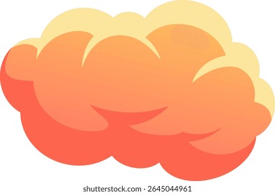 Cartoon cloud floating in a white background with red and yellow colors creating a cheerful and dreamy atmosphere, ideal for children s projects or whimsical designs