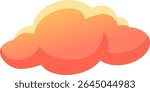 Cartoon cloud floating in the white empty sky, colored with a gradient from orange to yellow, ideal for meteorology, weather forecast, climate and environment concepts