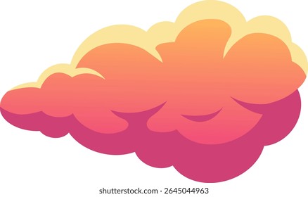 Cartoon cloud floating in a white sky, showcasing a vibrant pink and orange gradient. Creating a dreamy and playful atmosphere, perfect for evoking joy and imagination