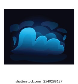 Cartoon cloud glowing on a dark background, perfect for any project needing a touch of magic