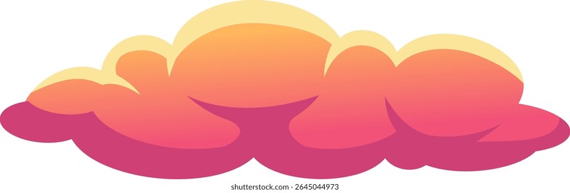 Cartoon cloud with a gradient from pink to orange, perfect for representing concepts related to meteorology, dreams, imagination and much more