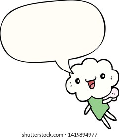 cartoon cloud head creature with speech bubble