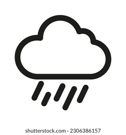 Cartoon cloud icon with raindrops. A cheerful cloud illustration with raindrops falling from it, evoking the imagery of rain showers.