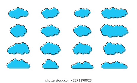 Iconos de la nube de dibujos animados. Colección. Ilustración del vector