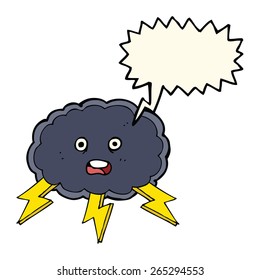 cartoon cloud and lightning bolt symbol with speech bubble