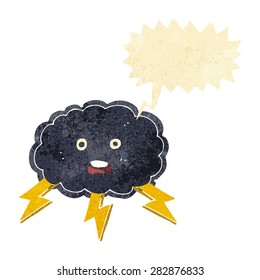 símbolo de nube de dibujos animados y rayo con burbuja de voz