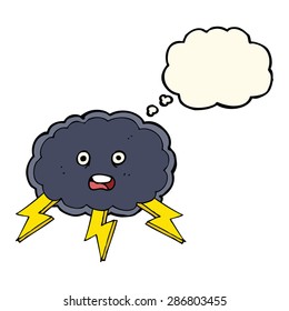 símbolo de la nube de dibujos animados y el relámpago con burbuja de pensamiento