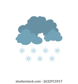 cartoon cloud on white sky. illustration of different weather. rain, storm, lightning, snow. Clouds vector icon. Cloudscape in white background
