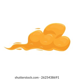 Nube de dibujos animados de humo naranja está flotando y dejando un rastro de vapor