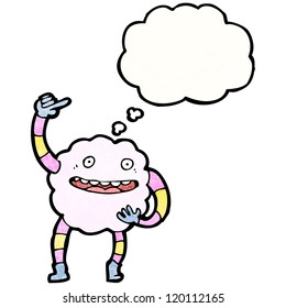 cartoon cloud person with idea