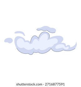 Cartoon Cloud Puff, der Geschwindigkeit, Wind oder Rauchbewegung anzeigt, ideal für die Übertragung von schnellen Bewegungen, Comic-Effekten oder dynamischer Energie in Grafikdesign-Projekten und Animationen