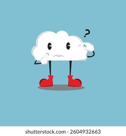 Cartoon cloud with a question mark. Use this pondering cloud graphic to visually represent questions, confusion, or curiosity.