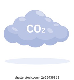Cartoon cloud is representing co2 emissions contributing to global warming