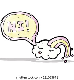 cartoon cloud saying hi