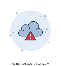 Cartoon cloud service icon vector illustration. Cloud with error on bubbles background. Cloud network warning sign concept.