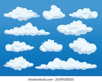 Cartoon Cloud Set on Blue Sky Background