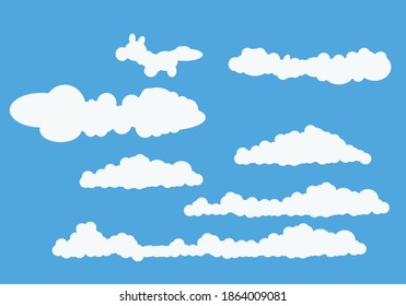 cartoon cloud set.blue sky with white clouds