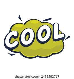 Cartoon cloud is showing the word cool using a vintage comic book style