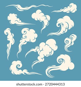 Cartoon Wolke Rauch Form Set für Wetter und Design-Elemente